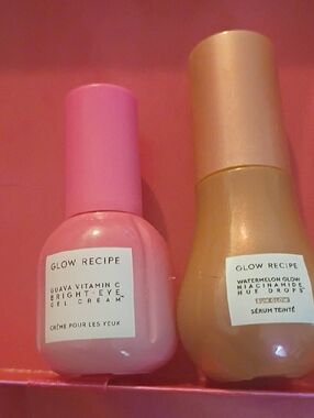 Glow Recipe Pink and Gold Skincare Bottles